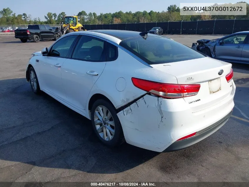 2016 Kia Optima Ex VIN: 5XXGU4L37GG012672 Lot: 40476217