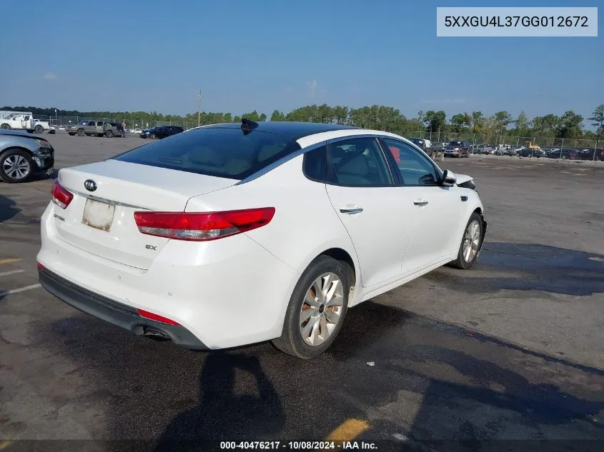 2016 Kia Optima Ex VIN: 5XXGU4L37GG012672 Lot: 40476217