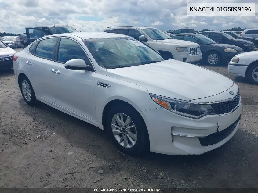 2016 Kia Optima Lx VIN: KNAGT4L31G5099196 Lot: 40494125