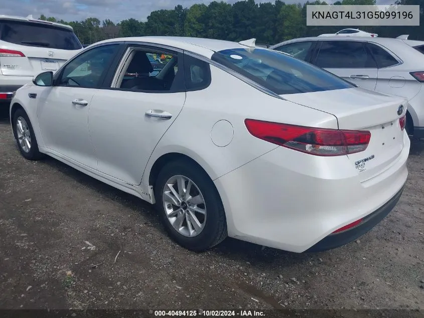 2016 Kia Optima Lx VIN: KNAGT4L31G5099196 Lot: 40494125