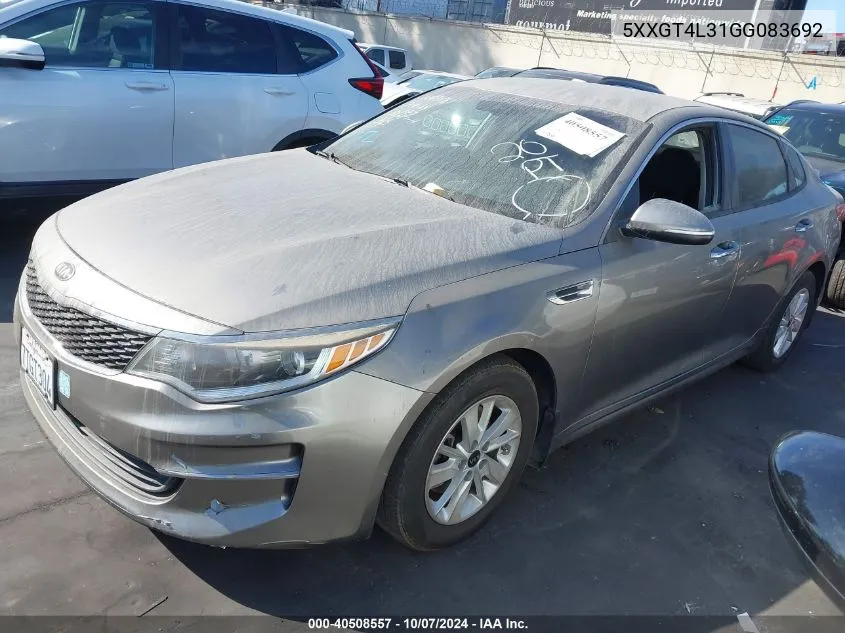 5XXGT4L31GG083692 2016 Kia Optima Lx