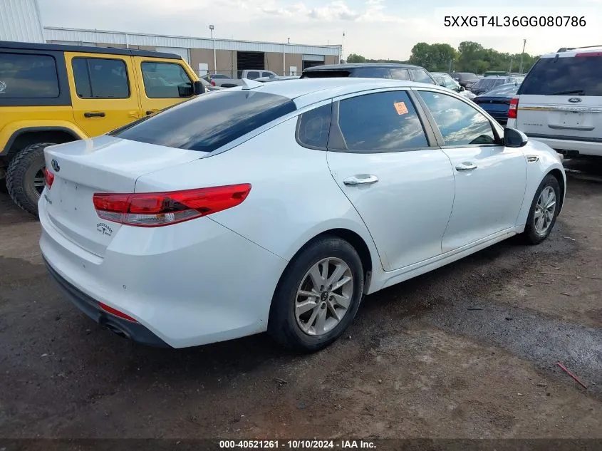 5XXGT4L36GG080786 2016 Kia Optima Lx