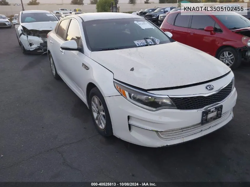 KNAGT4L35G5102455 2016 Kia Optima Lx