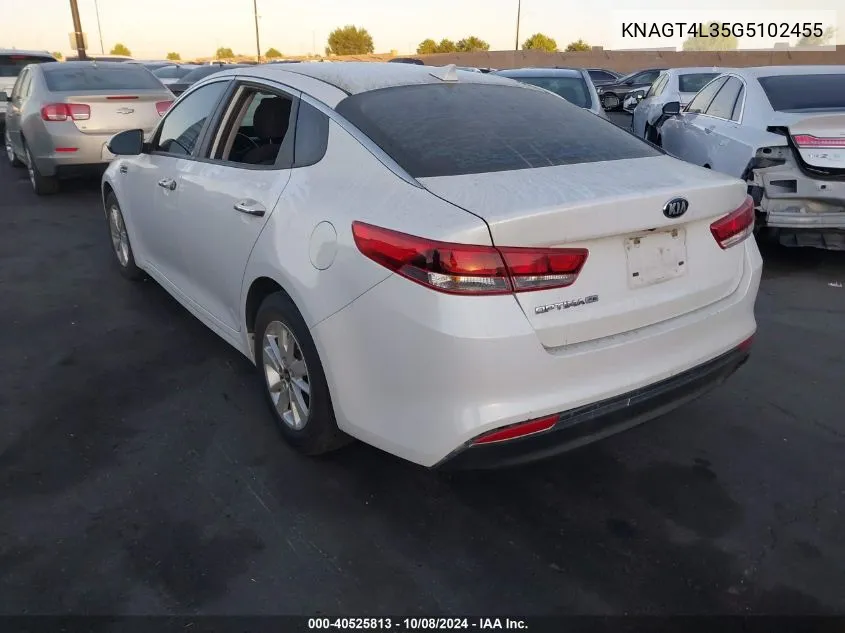 2016 Kia Optima Lx VIN: KNAGT4L35G5102455 Lot: 40525813