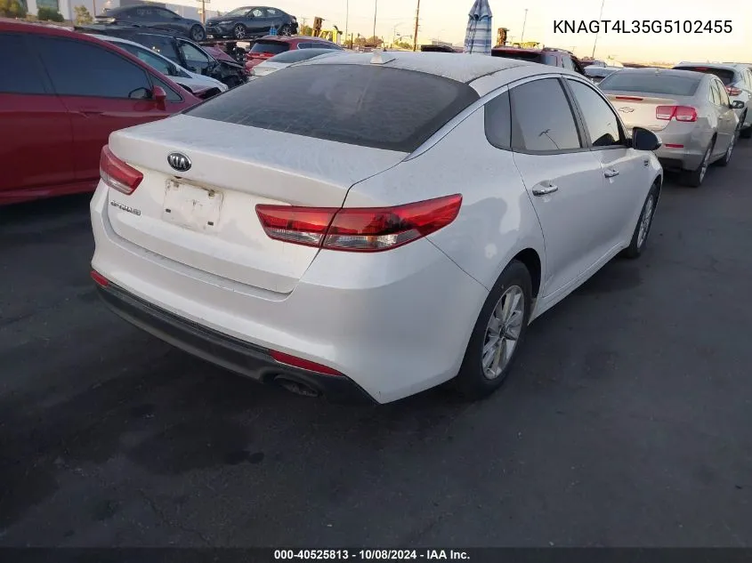 KNAGT4L35G5102455 2016 Kia Optima Lx