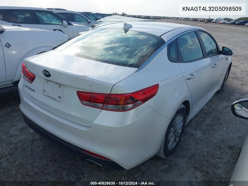 KNAGT4L32G5098509 2016 Kia Optima Lx