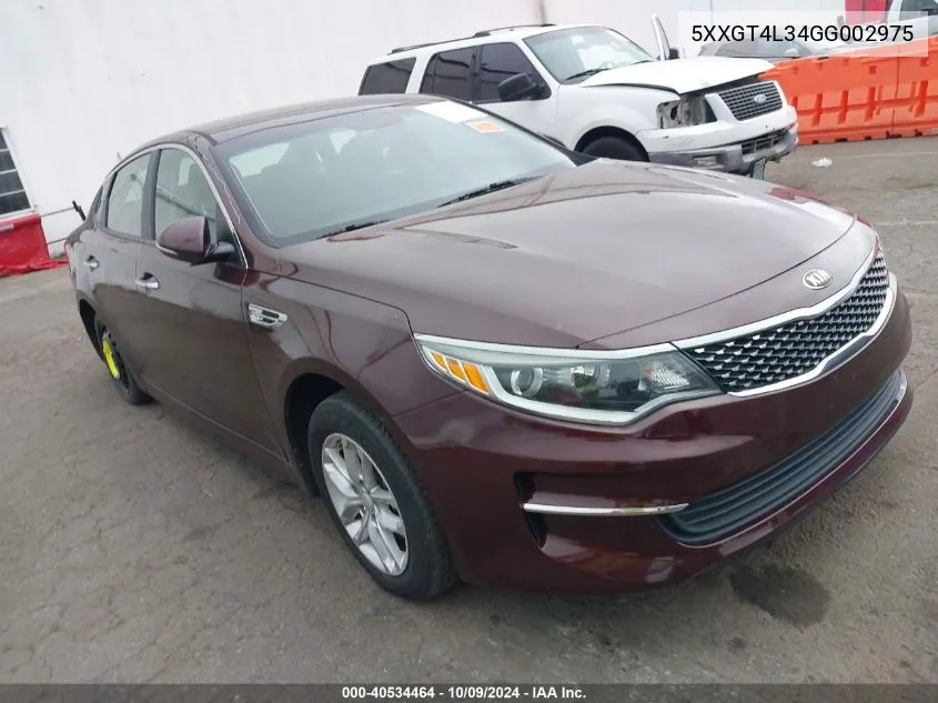 2016 Kia Optima Lx VIN: 5XXGT4L34GG002975 Lot: 40534464