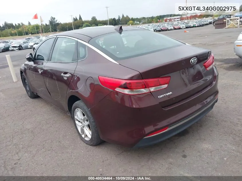 2016 Kia Optima Lx VIN: 5XXGT4L34GG002975 Lot: 40534464