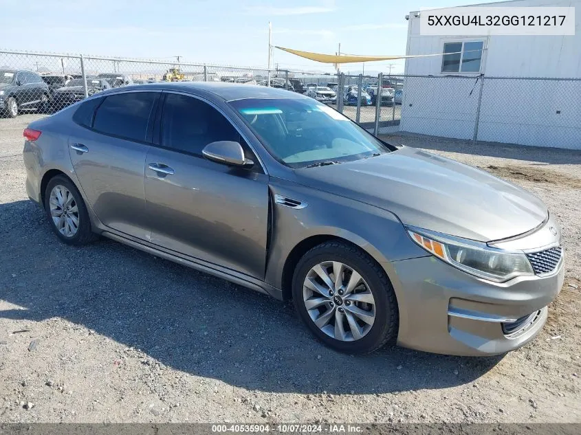 2016 Kia Optima Ex VIN: 5XXGU4L32GG121217 Lot: 40535904