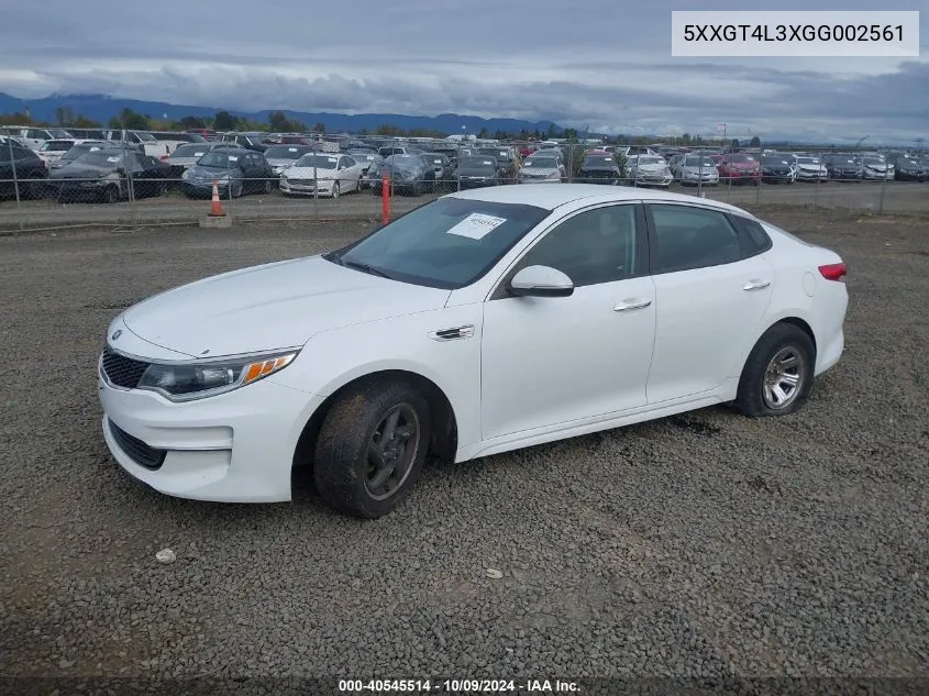 2016 Kia Optima Lx VIN: 5XXGT4L3XGG002561 Lot: 40545514