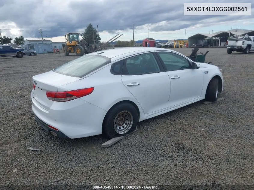 2016 Kia Optima Lx VIN: 5XXGT4L3XGG002561 Lot: 40545514