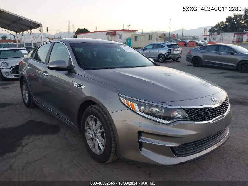 2016 Kia Optima Lx VIN: 5XXGT4L34GG112280 Lot: 40552565