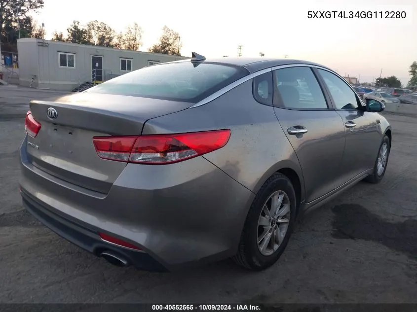 2016 Kia Optima Lx VIN: 5XXGT4L34GG112280 Lot: 40552565