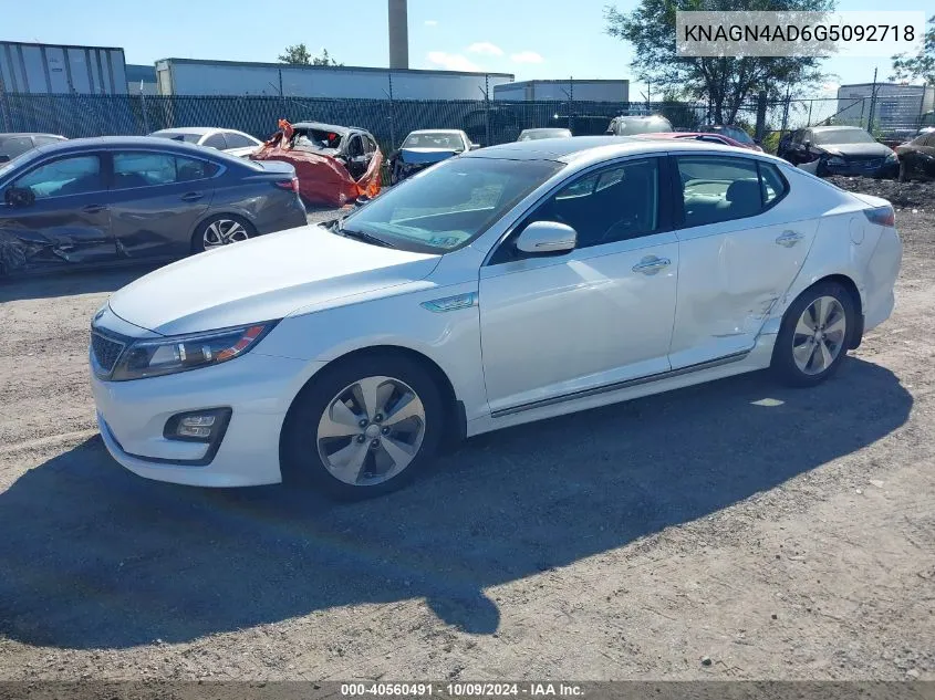 2016 Kia Optima Hybrid Ex VIN: KNAGN4AD6G5092718 Lot: 40560491