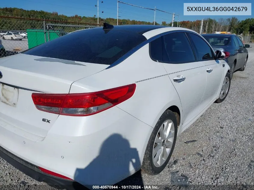 2016 Kia Optima Ex VIN: 5XXGU4L36GG042679 Lot: 40570944