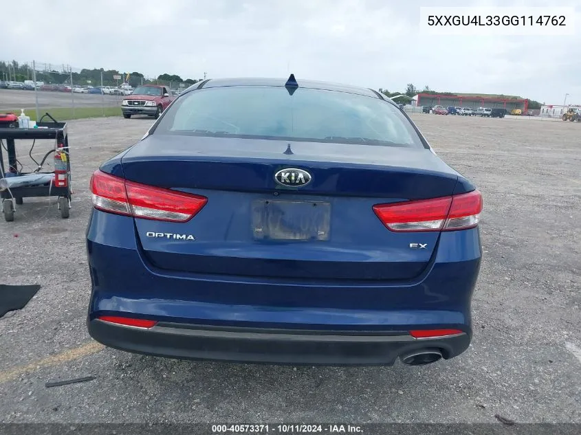 2016 Kia Optima Ex VIN: 5XXGU4L33GG114762 Lot: 40573371