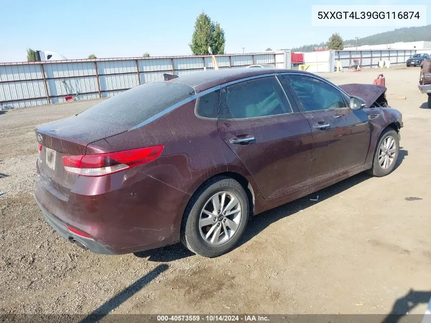 2016 Kia Optima Lx VIN: 5XXGT4L39GG116874 Lot: 40573559