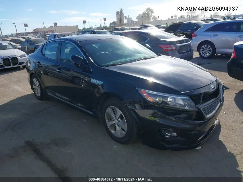 2016 Kia Optima Hybrid VIN: KNAGM4AD2G5094937 Lot: 40584572