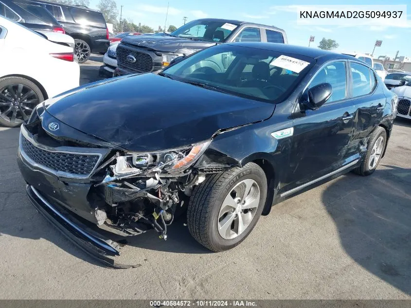 2016 Kia Optima Hybrid VIN: KNAGM4AD2G5094937 Lot: 40584572