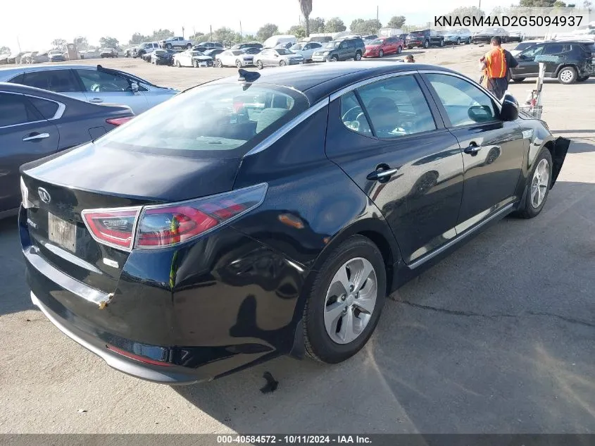 2016 Kia Optima Hybrid VIN: KNAGM4AD2G5094937 Lot: 40584572