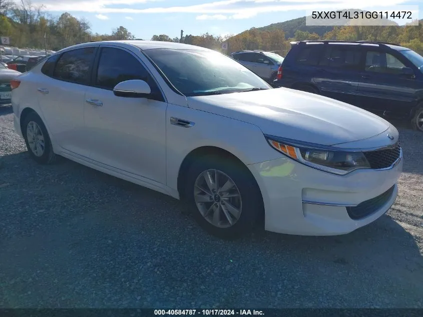 2016 Kia Optima Lx VIN: 5XXGT4L31GG114472 Lot: 40584787