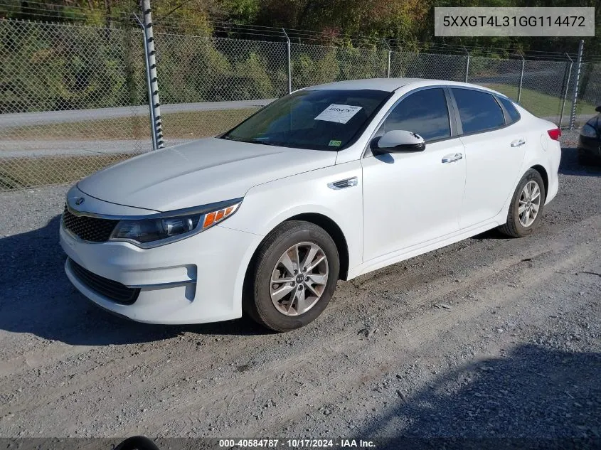 2016 Kia Optima Lx VIN: 5XXGT4L31GG114472 Lot: 40584787