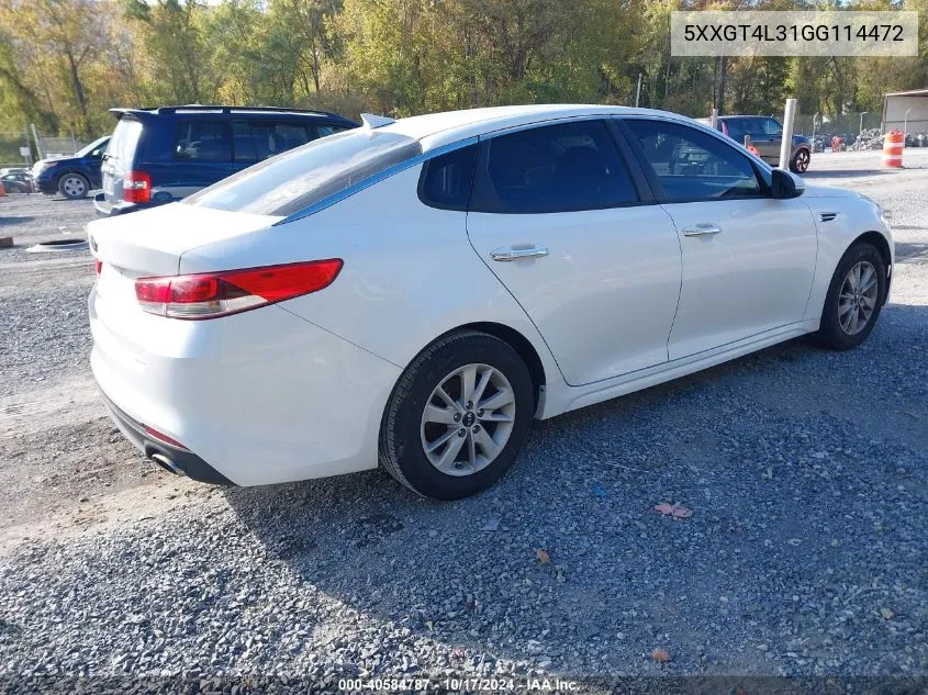 2016 Kia Optima Lx VIN: 5XXGT4L31GG114472 Lot: 40584787