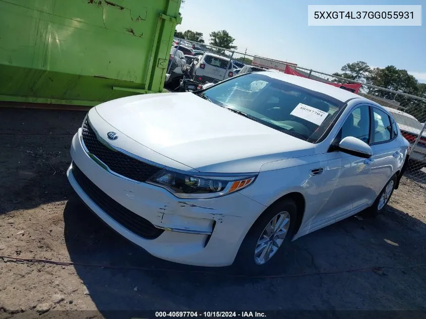 5XXGT4L37GG055931 2016 Kia Optima Lx