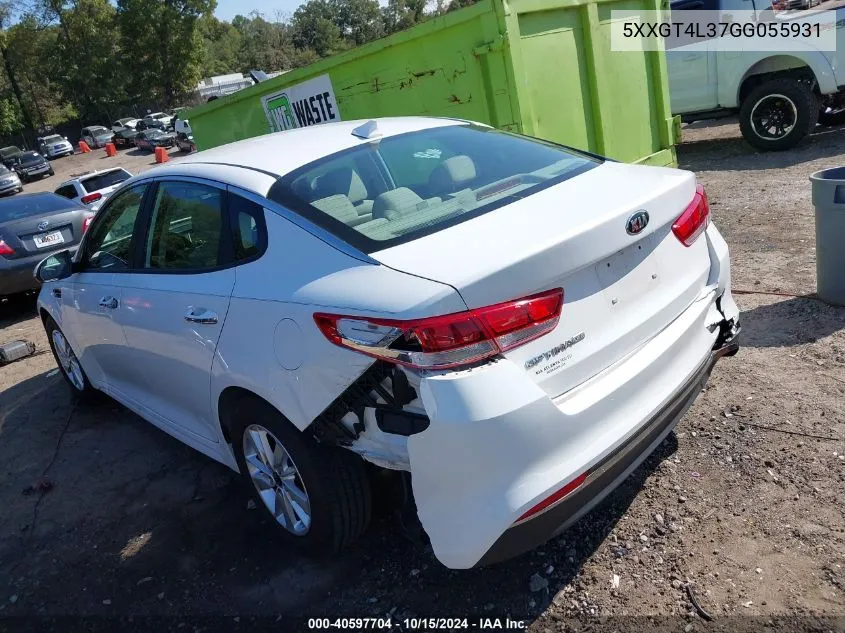 5XXGT4L37GG055931 2016 Kia Optima Lx