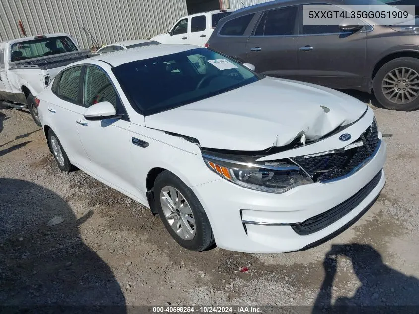 2016 Kia Optima Lx VIN: 5XXGT4L35GG051909 Lot: 40598254