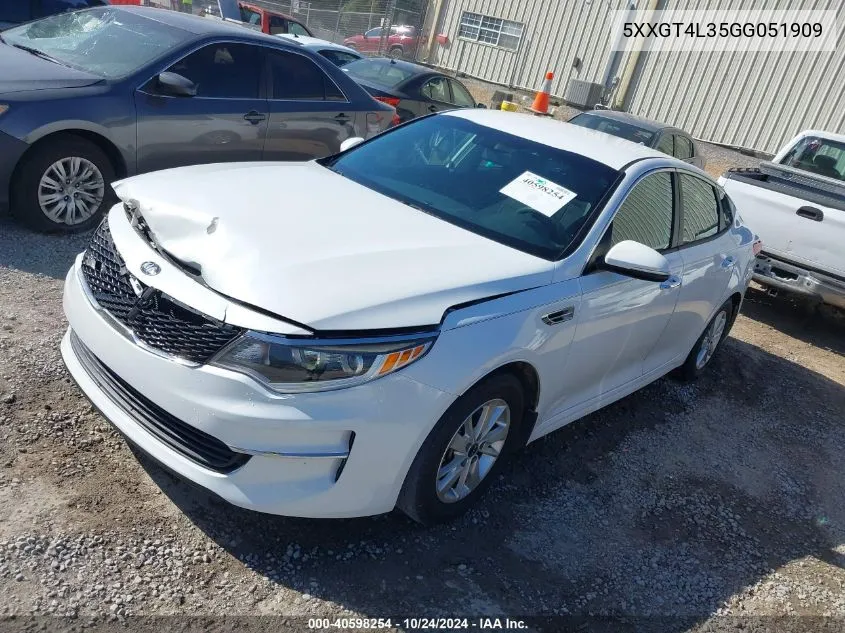 2016 Kia Optima Lx VIN: 5XXGT4L35GG051909 Lot: 40598254