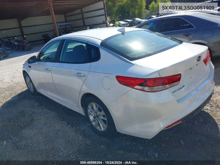 2016 Kia Optima Lx VIN: 5XXGT4L35GG051909 Lot: 40598254