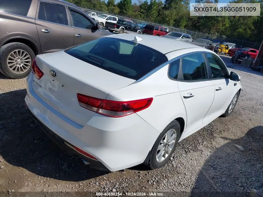 2016 Kia Optima Lx VIN: 5XXGT4L35GG051909 Lot: 40598254