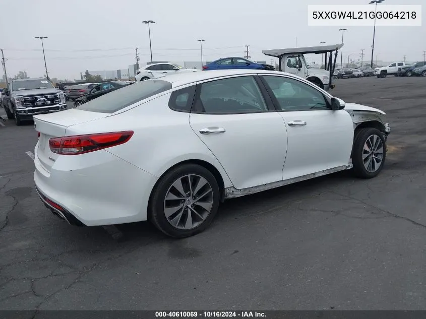 2016 Kia Optima Sx Turbo VIN: 5XXGW4L21GG064218 Lot: 40610069