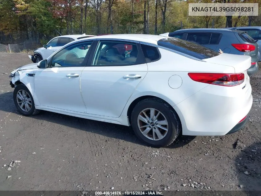 2016 Kia Optima Lx VIN: KNAGT4L39G5098281 Lot: 40614976