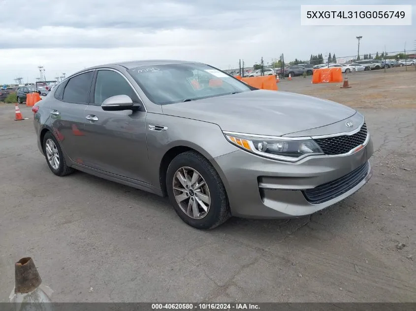 2016 Kia Optima Lx VIN: 5XXGT4L31GG056749 Lot: 40620580