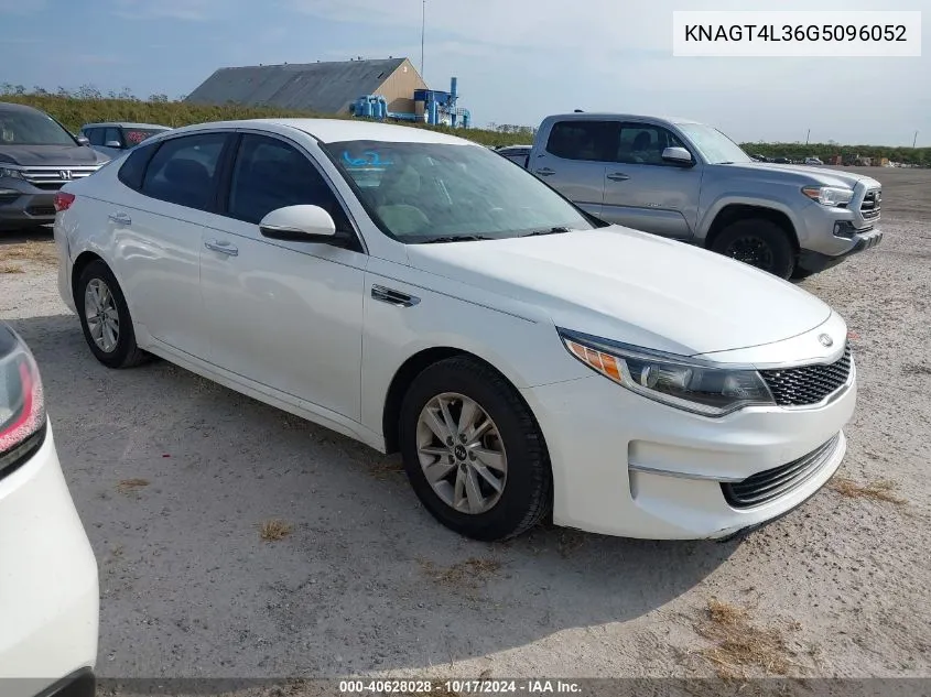 2016 Kia Optima Lx VIN: KNAGT4L36G5096052 Lot: 40628028