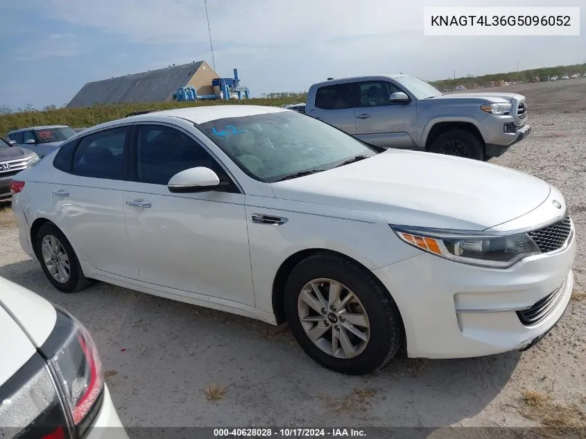 2016 Kia Optima Lx VIN: KNAGT4L36G5096052 Lot: 40628028