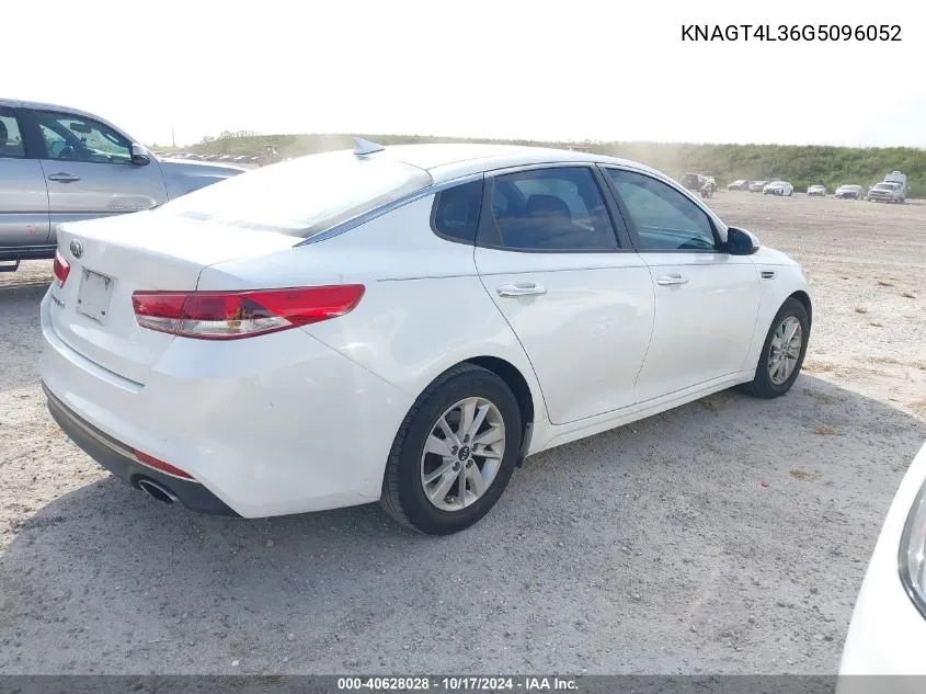 2016 Kia Optima Lx VIN: KNAGT4L36G5096052 Lot: 40628028