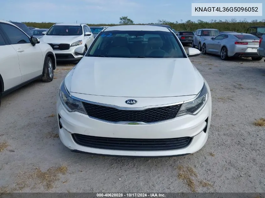 2016 Kia Optima Lx VIN: KNAGT4L36G5096052 Lot: 40628028