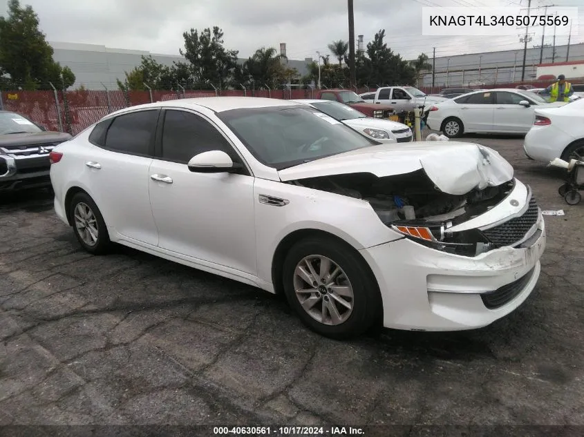 KNAGT4L34G5075569 2016 Kia Optima Lx