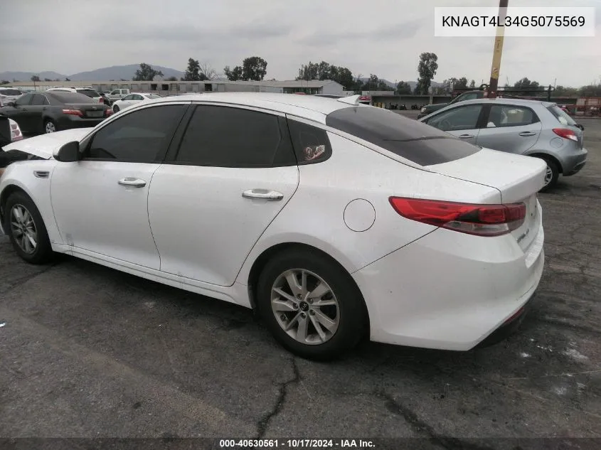 KNAGT4L34G5075569 2016 Kia Optima Lx