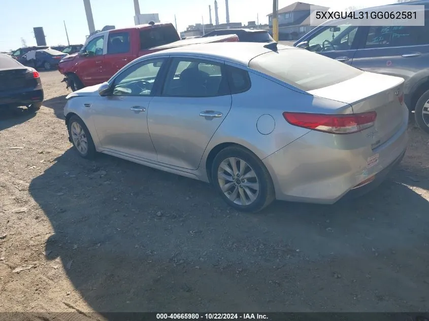 2016 Kia Optima Ex VIN: 5XXGU4L31GG062581 Lot: 40665980