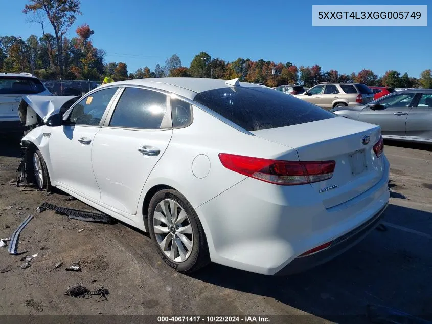 2016 Kia Optima Lx VIN: 5XXGT4L3XGG005749 Lot: 40671417