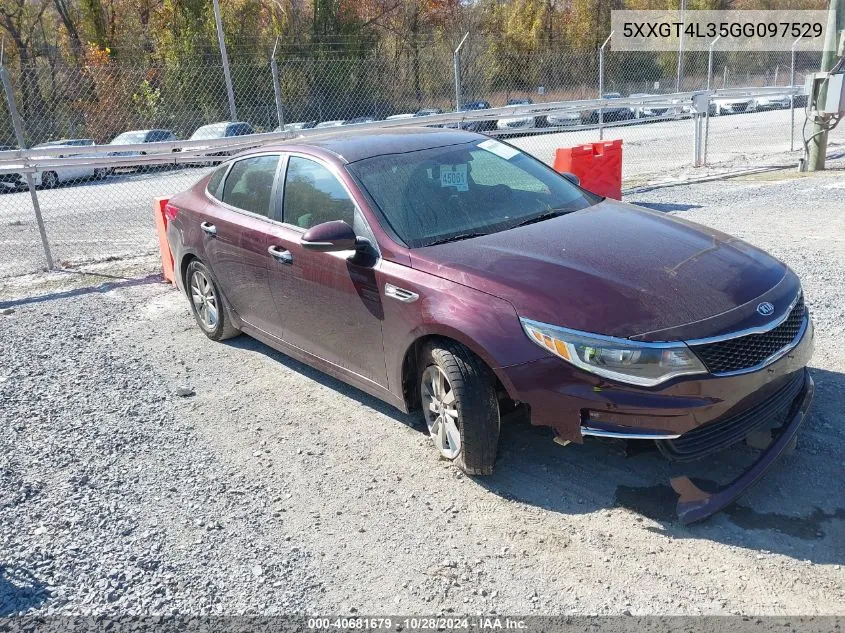 2016 Kia Optima Lx VIN: 5XXGT4L35GG097529 Lot: 40681679