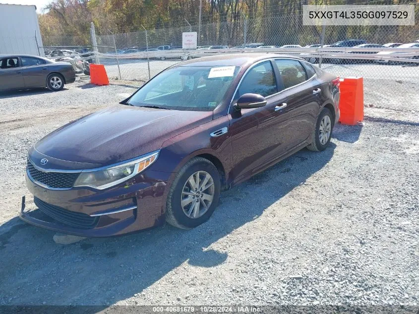 2016 Kia Optima Lx VIN: 5XXGT4L35GG097529 Lot: 40681679