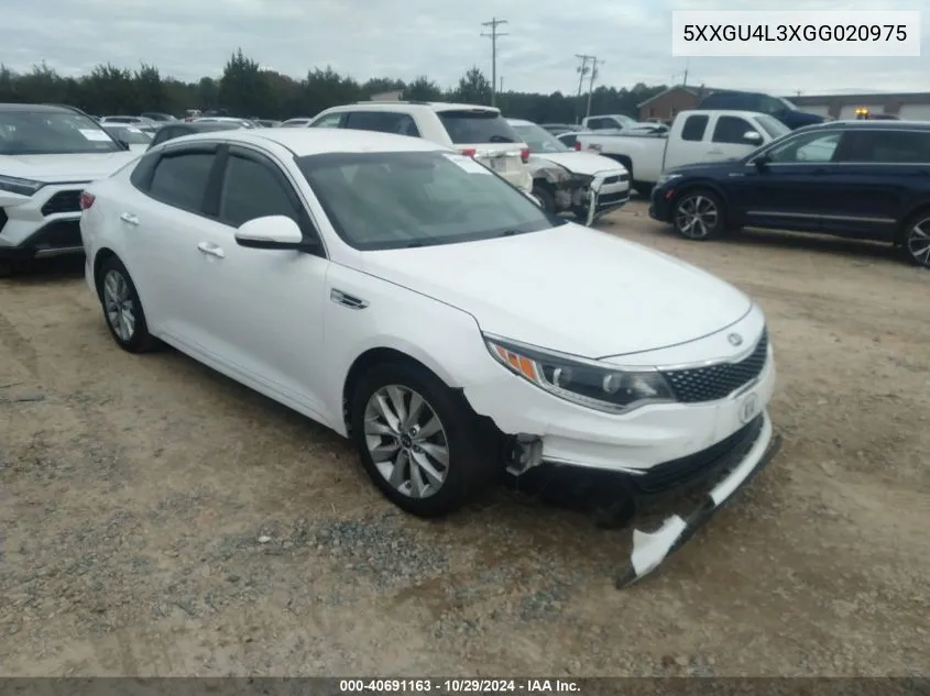 2016 Kia Optima Ex VIN: 5XXGU4L3XGG020975 Lot: 40691163