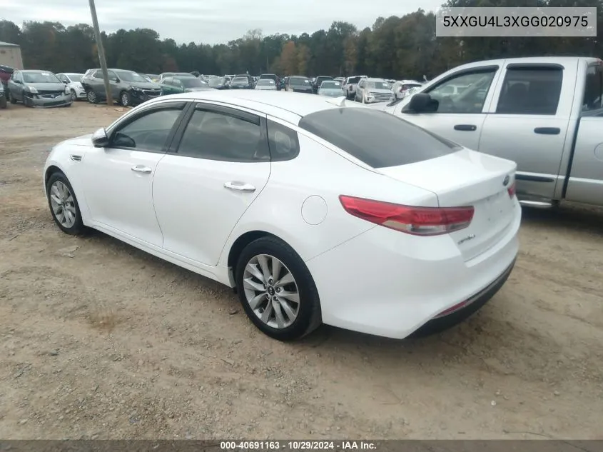 2016 Kia Optima Ex VIN: 5XXGU4L3XGG020975 Lot: 40691163