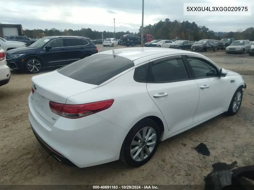 2016 Kia Optima Ex VIN: 5XXGU4L3XGG020975 Lot: 40691163