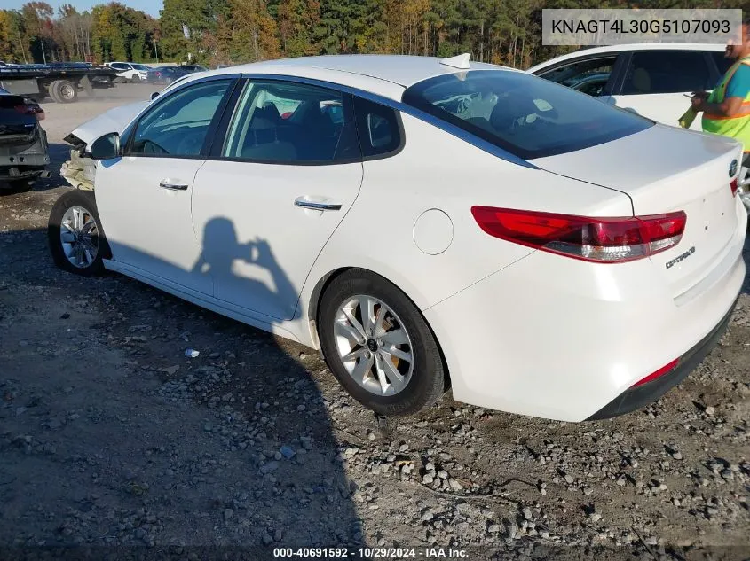 2016 Kia Optima Lx VIN: KNAGT4L30G5107093 Lot: 40691592